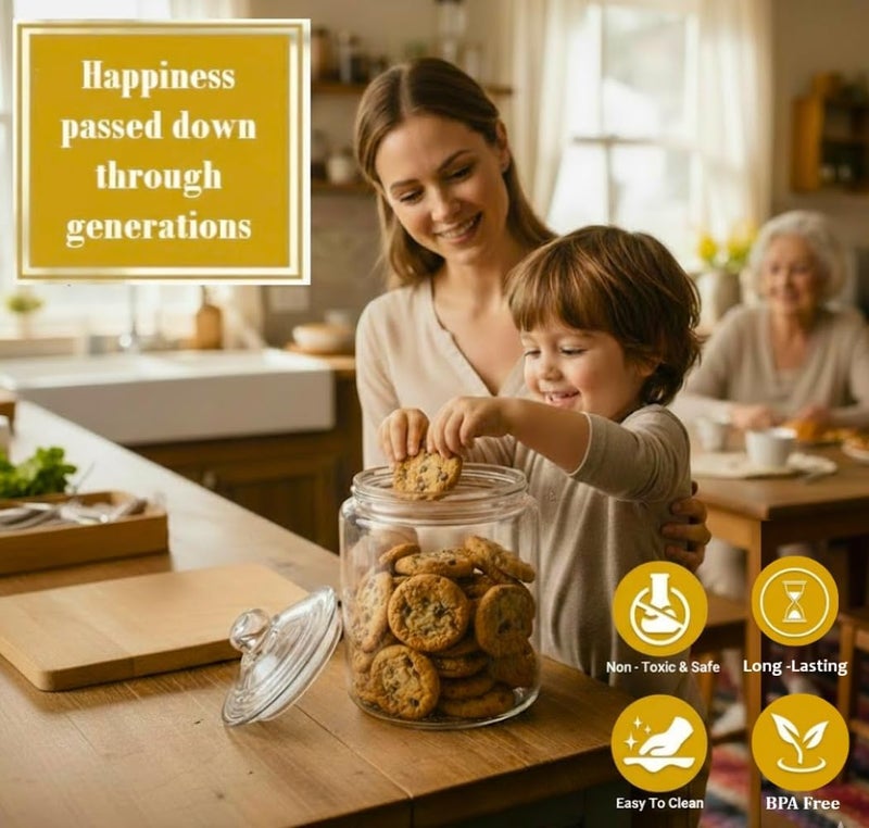 WERRO Glass Cookie Jar - 1 Gallon Wide Mouth Glass Jar With Lid - Extra Gasket - Large Food Storage Container, Candy Jar With Airtight Lid, Pet Food, Flour, Detergent Pods, Kitchen or Laundry Room - Image 5